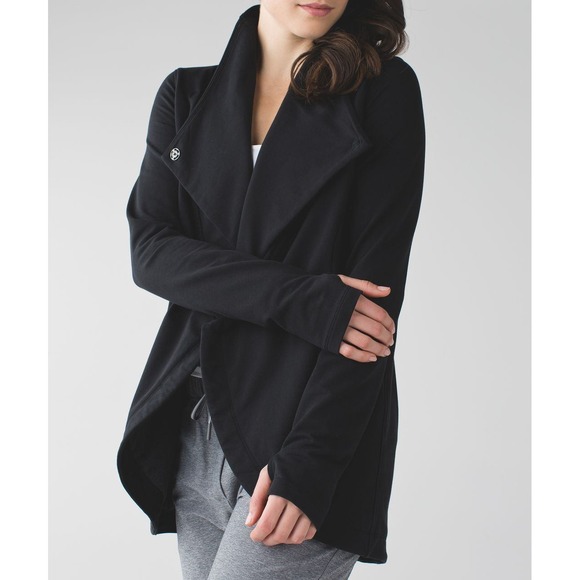 lululemon athletica Sweaters - Lululemon That's A Wrap Black Stretch French Terry Cardigan 8